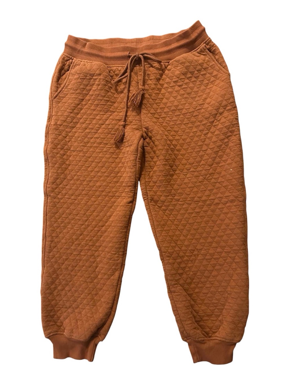 NWOT Quilted Drawstring Joggers in Rust